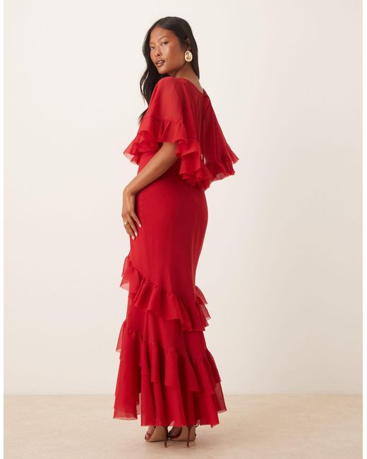 ASOS Red Asos design petite – asymmetrisch geschnittenes maxikleid
