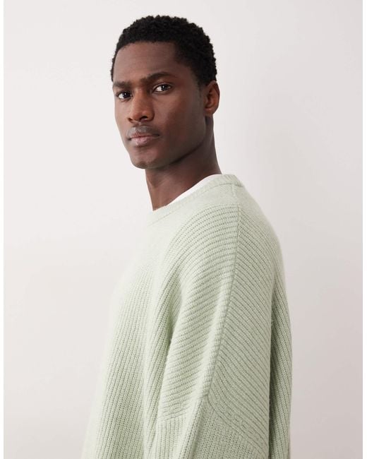 ASOS Natural Super Oversized Boxy Fit Knitted Fisherman Rib Jumper for men