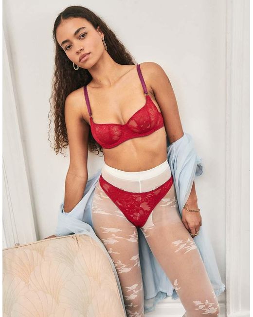 Dora Larsen Red Ruben All Over Lace Lingerie Thong