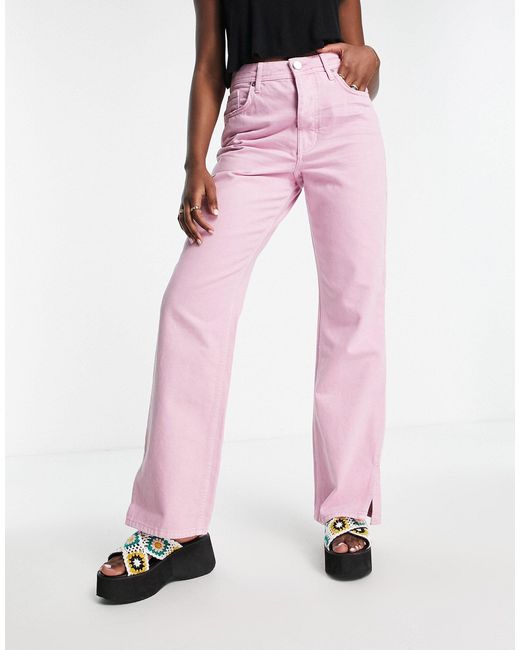 River Island Cotton 90s Straight Jean in Pink | Lyst UK