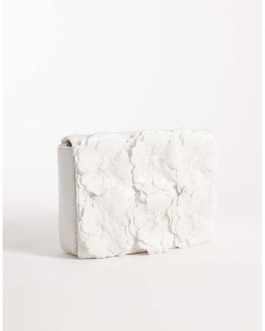 Accessorize Natural 3d Flower Foldover Clutch Bag