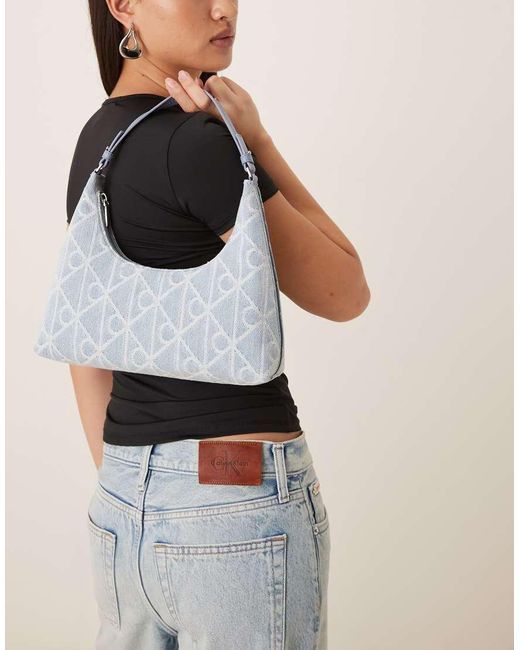Calvin Klein Black Jeans Denim Logo Print Shoulder Bag