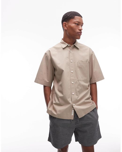 ARKET Natural Pure Cotton Poplin Shirt With Short Sleeves for men