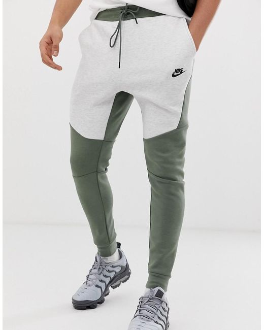 Nike Green Tech Fleece Sweatpants In Beige for men