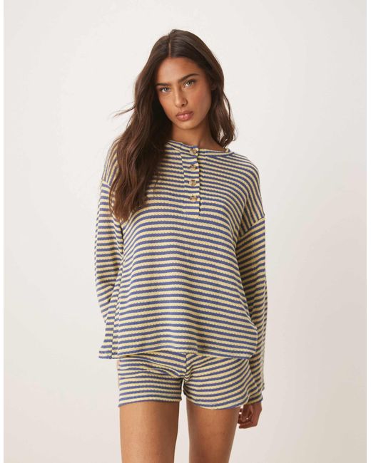 Mini-short d'ensemble à rayures - bleu et jaune ASOS en coloris Natural