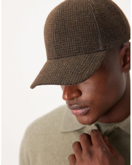 ASOS Brown Brushed Plaid Cap for men