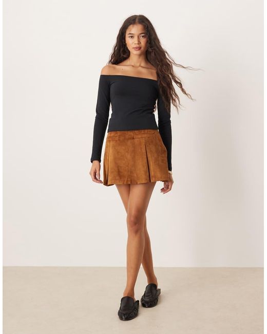 Abercrombie & Fitch Black Off The Shoulder Seamless Long Sleeve Top