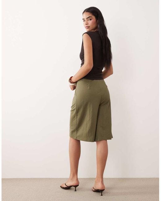 ASOS Green Linen Look Tailored Bermuda Short