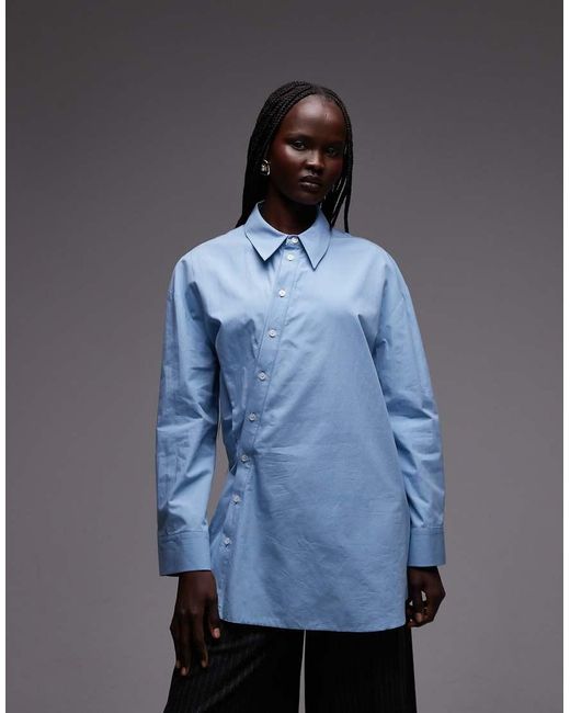 ASOS Blue Oversized Wrap Overshirt