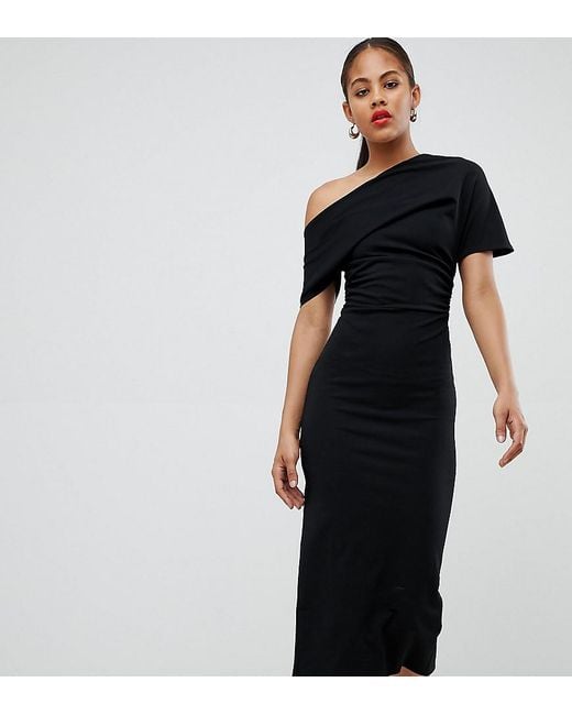 ASOS Asos Design Tall Pleated Shoulder Pencil Dress in Black Lyst