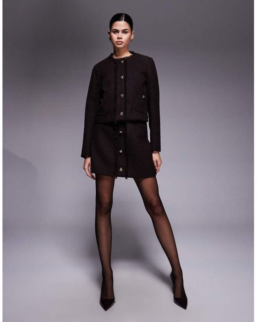 River Island Black Patch Pocket Detail Boucle Jacket