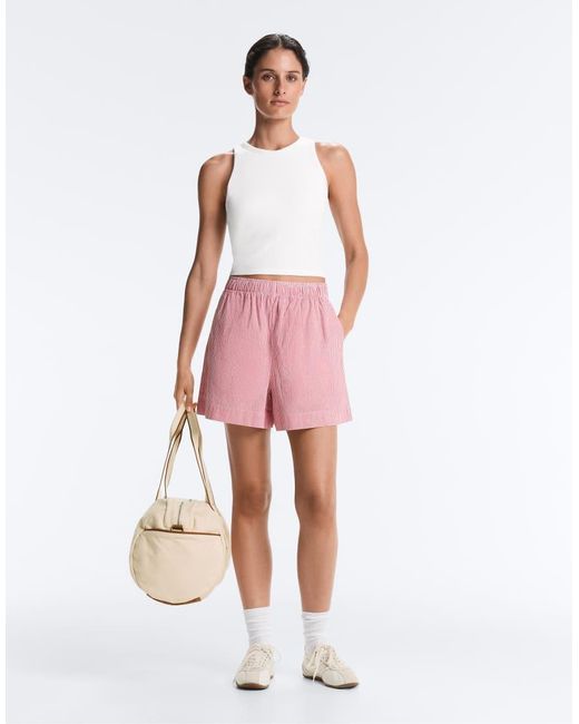 Oysho Pink Striped 100% Cotton Shorts