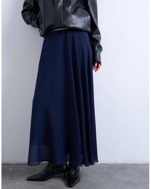 TOPSHOP Blue – transparenter maxi-tellerrock aus chiffon