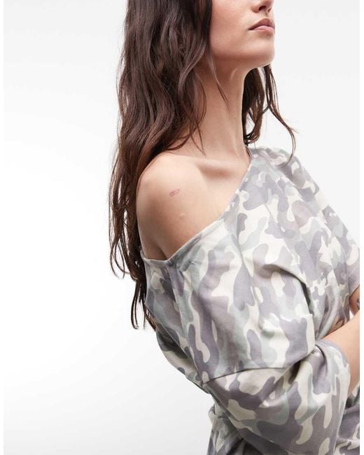 Collusion Gray Off Shoulder Ruched Top