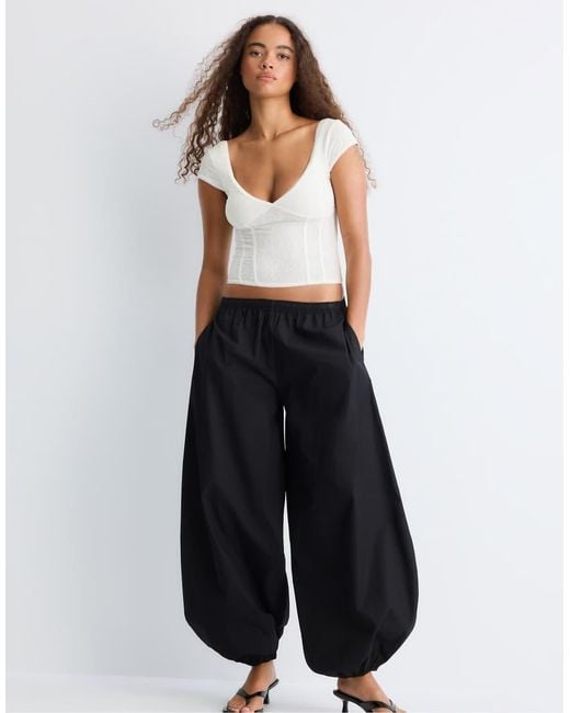Stradivarius White Flocked Bodice Top