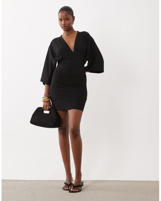 ASOS Black Grecian V Neck Mini Dress