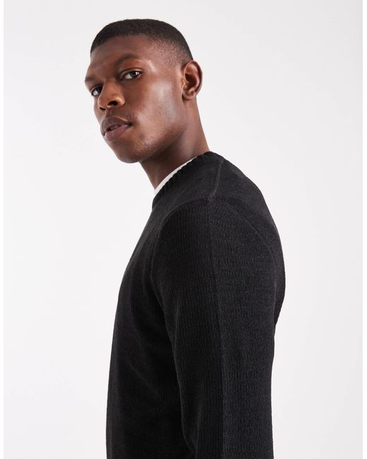 Only & Sons – chenille-pullover in Black für Herren
