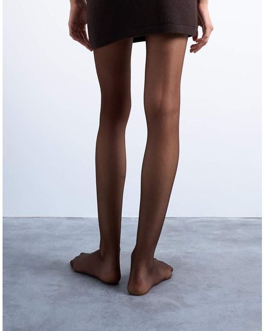 Confezione Da 2 Paia Di Collant Color Cioccolato 15 Denari di TOPSHOP in Black
