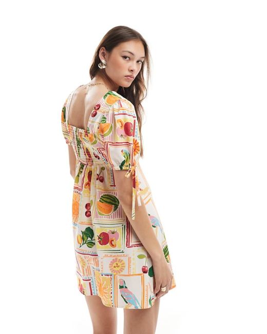 New Look White Tie Sleeve Mini Dress