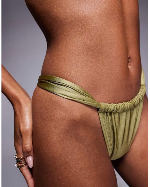 Slip Bikini Oliva Con Arricciatura Laterale di South Beach in Brown