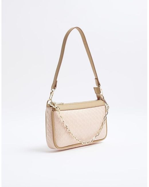 River Island White 90S Monogram Shoulder Bag