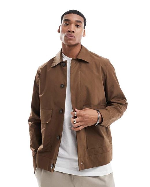 River Island Brown Smart Chore Jacket for men