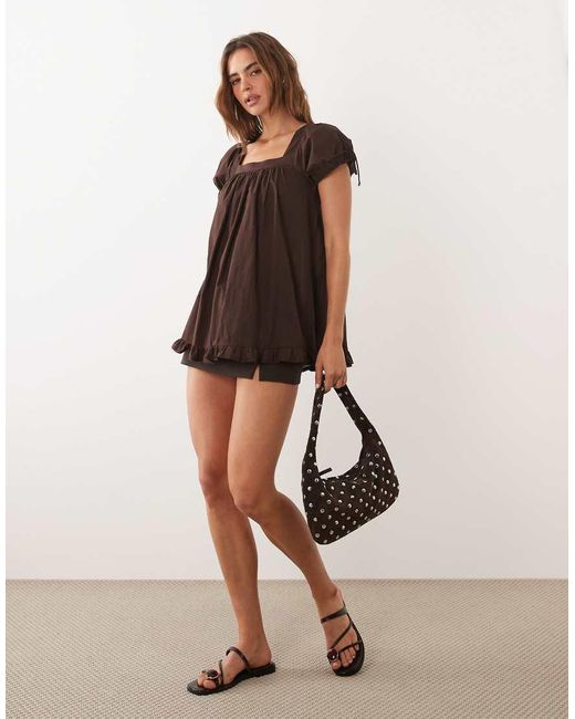 Cotton On Natural Eliza Babydoll Tunic Smock Top