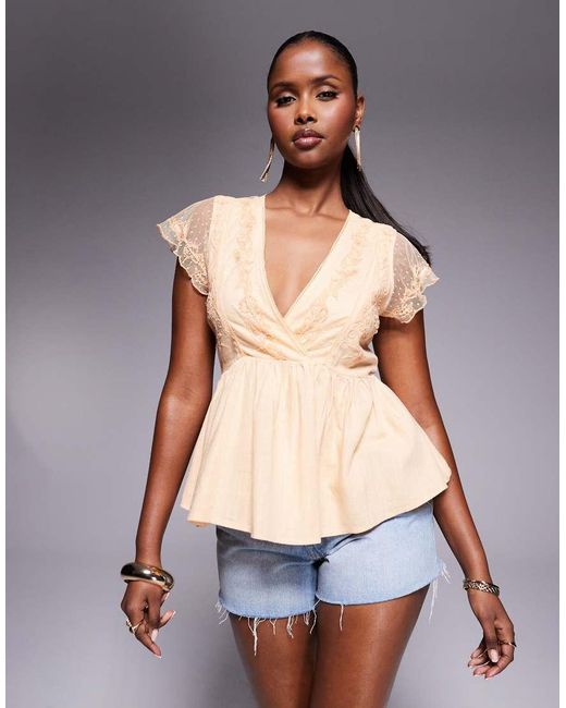 River Island Blue Floral Embellished Satin Top