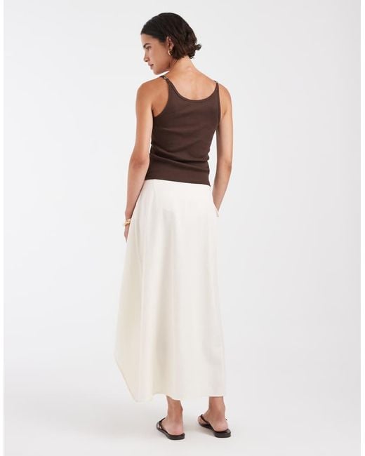 ASOS White Linen Look Tailored Asymmetric Skirt
