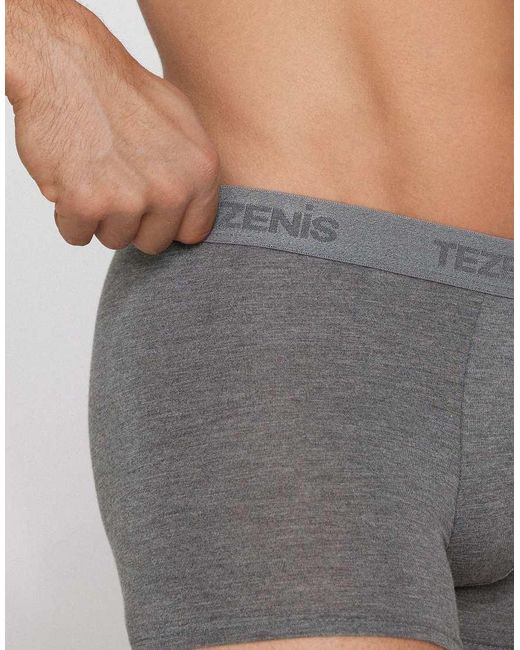 Tezenis Gray Stretch Viscose Boxers With Logo Elastic for men