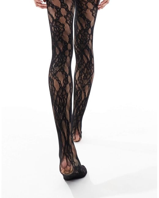New Look Black – strumpfhose aus geblümter spitze