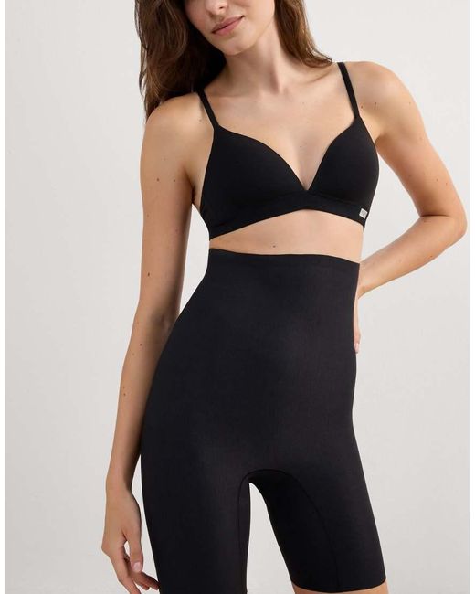 Intimissimi Black Light Shaping High-Waisted Cotton Shorts