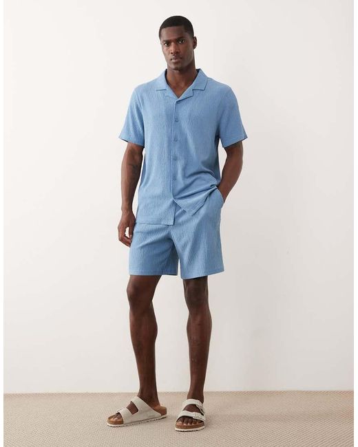 New Look Blue Crinkle Shorts for men