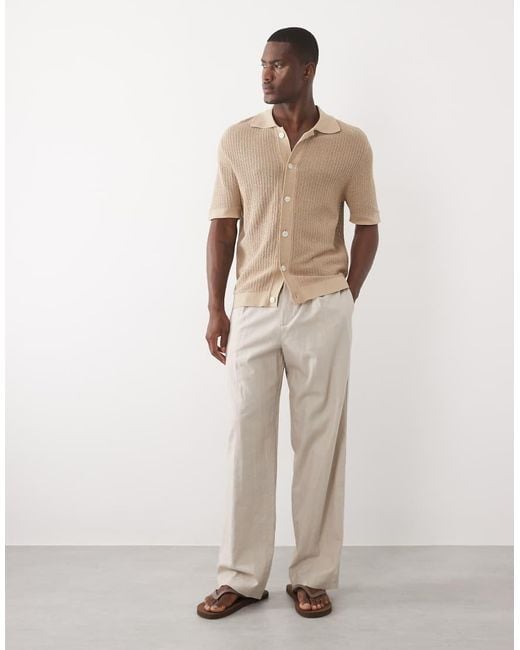 SELECTED Natural 100% Cotton Knit Button Cardigan for men