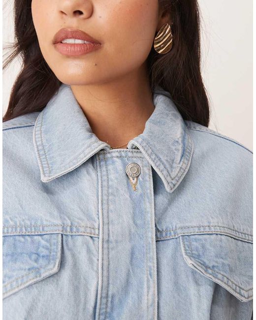 ASOS Blue Denim Premium Jacket With Cinched Waist