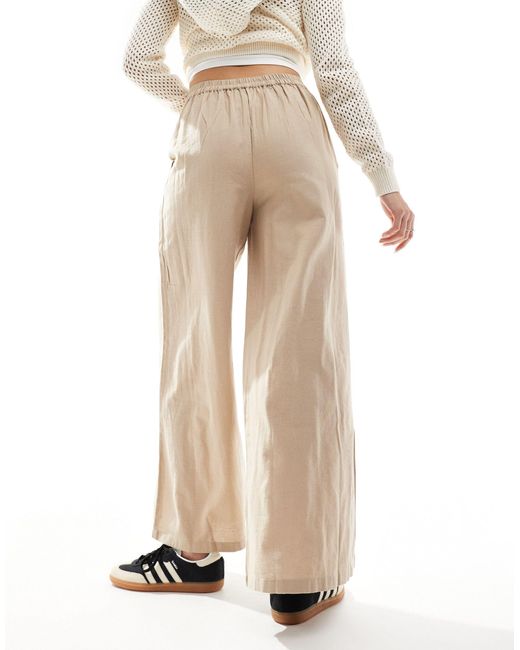 Pantalon ample en lin mélangé léger - crème French Connection en coloris Natural