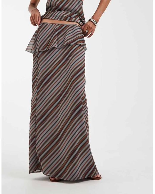 Motel Multicolor Zelvia Stripe Maxi Skirt