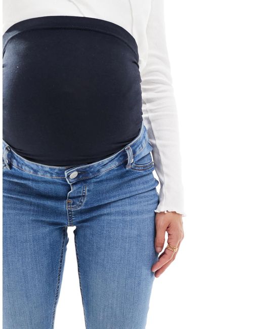 ASOS Blue Asos Design Maternity Ultimate Skinny Jeans With Over Bump