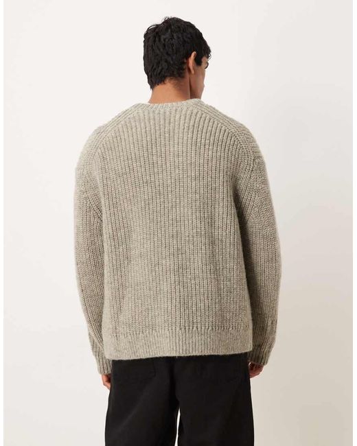 ARKET Natural Chunky Wool Ribbed Crew Neck Jumper for men