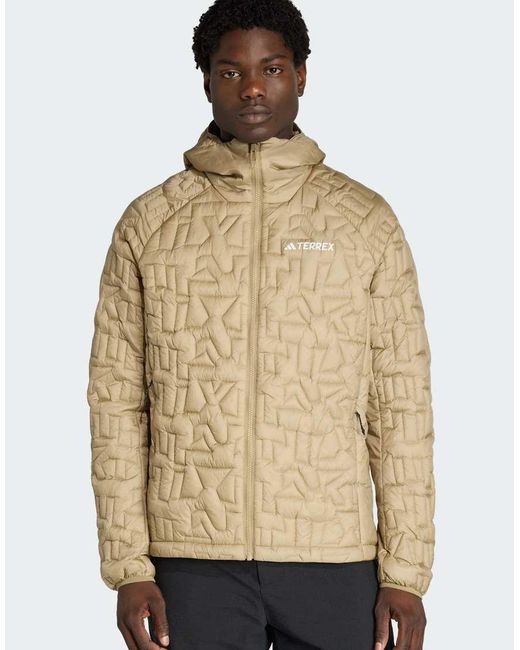 Adidas Originals Natural Terrex Xperior Primaloft Loose Fill Insulated Hooded Jacket for men
