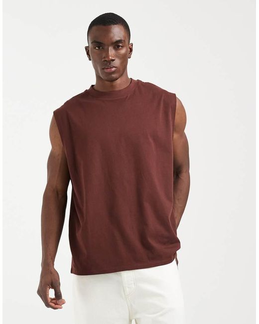 ASOS Red Oversized Tank With Text Graphic for men
