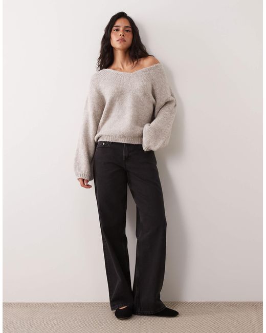 Pull oversize réversible en maille - gris pierre Jdy en coloris Natural