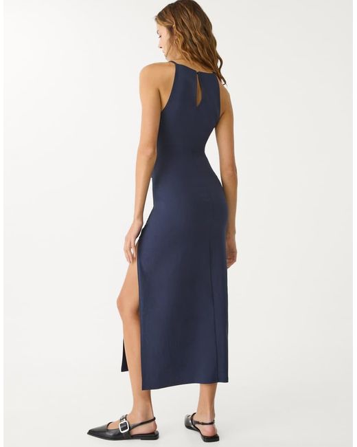 Stradivarius Midi Jurk Met Halternek in het Blue