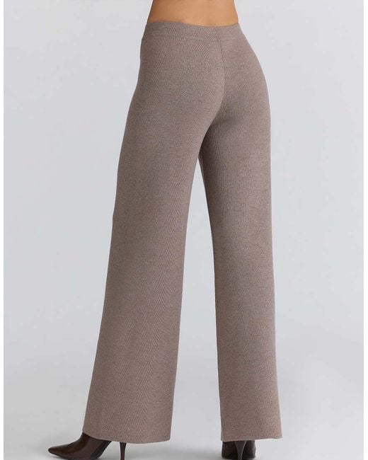 House Of Cb Brown Avery Taupe Wool Wide Leg Trousers