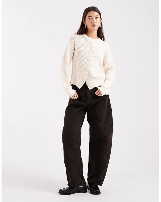 Miss Selfridge Natural Chunky Rib Crew Neck Cardigan