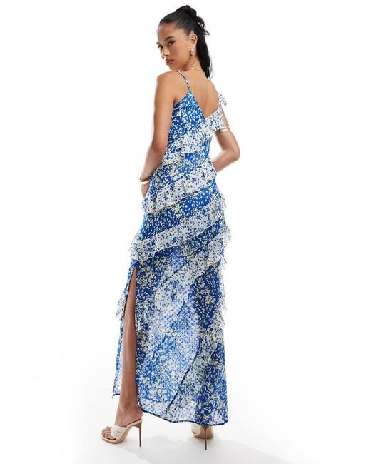 Style Cheat Blue Ruffle Cami Maxi Dress