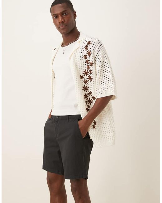 ASOS Natural Mid Length Pull On Chino Short for men