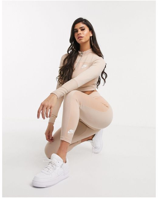 Nike Synthetic Air Ribbed Light Beige High Waisted leggings in Natural |  Lyst Australia