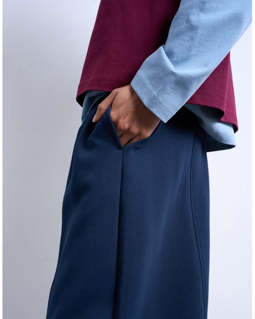 TOPSHOP Blue Scuba-style Fabric Pintuck Barrel Leg jogger