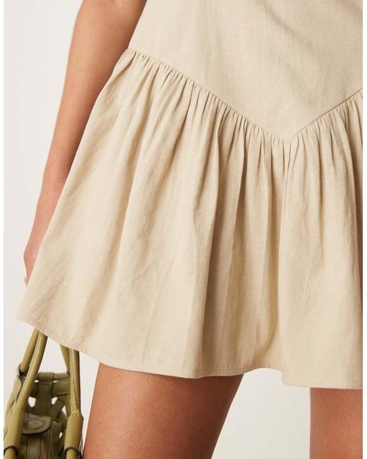 ASOS Natural Square Neck Dropped Waist Mini Dress